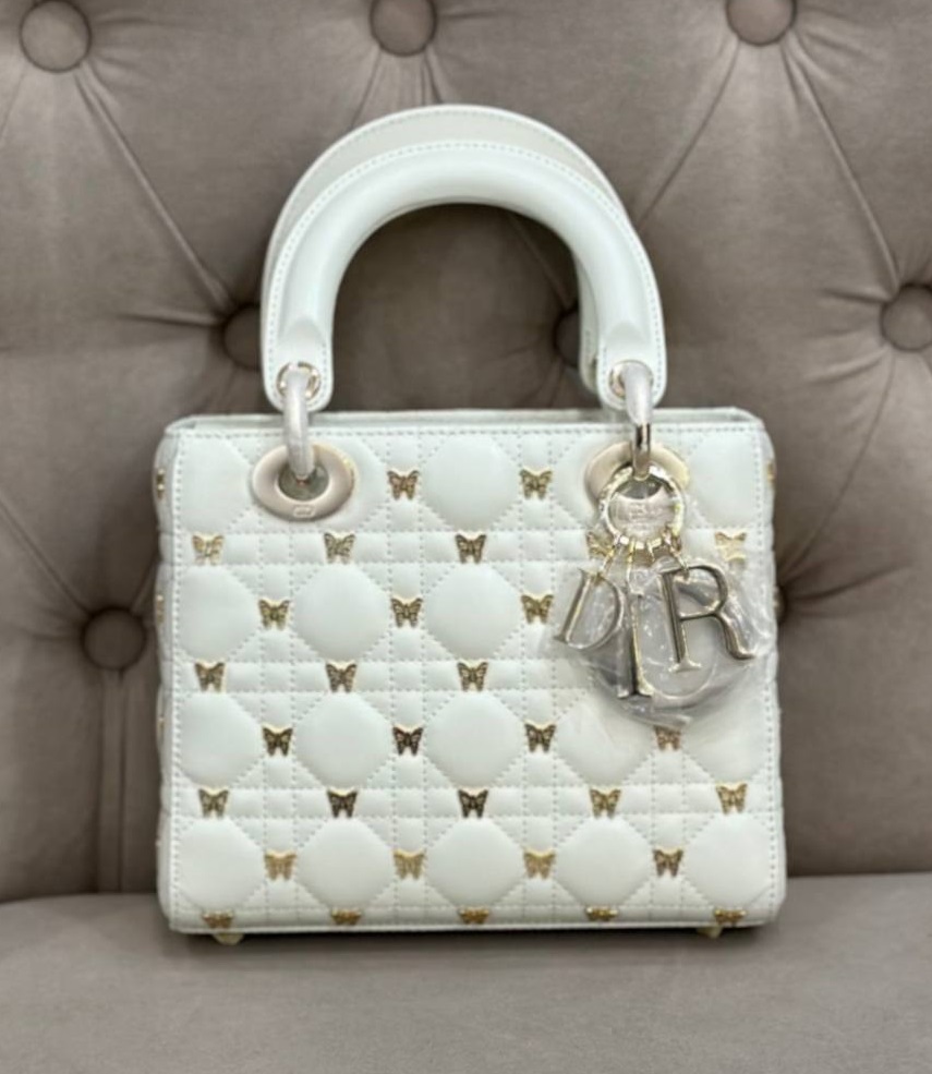 Женская белая сумка Christian Dior Lady 24 см