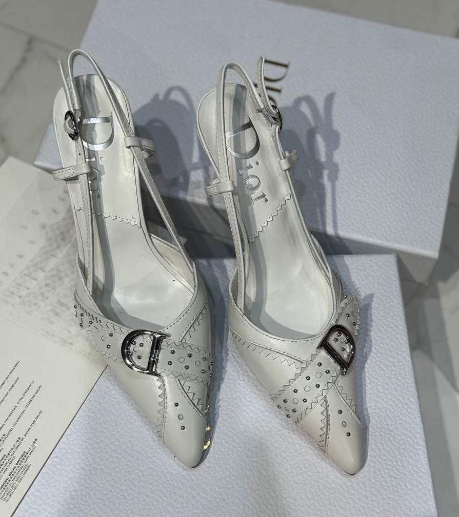 Женские белые босоножки Christian Dior на каблуке