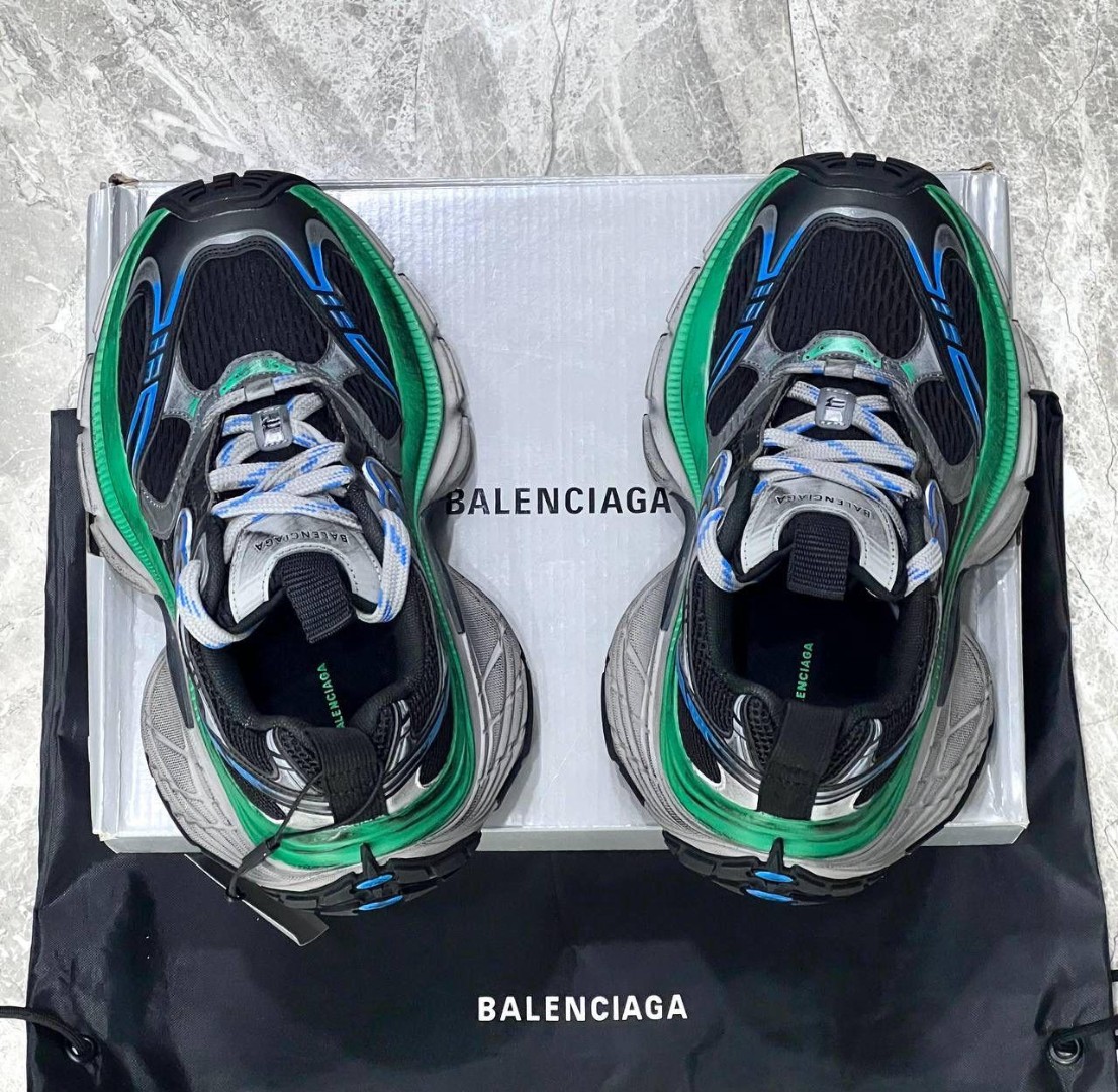 Женские кроссовки Balenciaga черные с зеленым