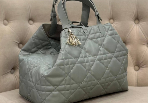 Женская кожаная сумка Christian Dior Toujours серая