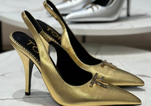 Кожаные золотые босоножки Tom Ford