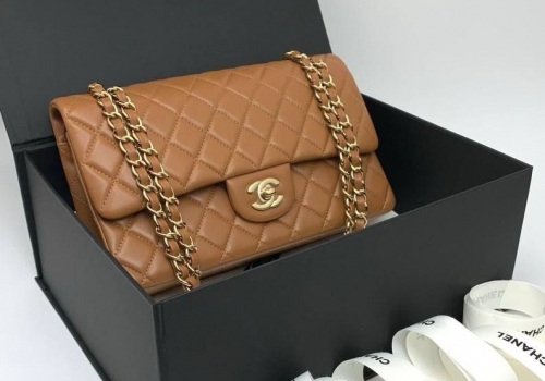 Кожаная коричневая сумка Chanel Double Flap