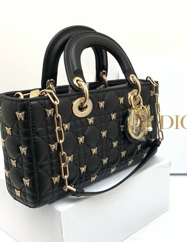 Женская черная сумка Christian Dior Lady D-Joy Medium