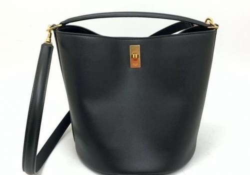 Женская сумка из кожи Celine Cabas Bucket 16 Bag черная