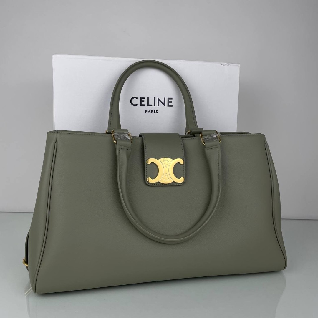 Женская кожаная сумка Celine Appoline серая