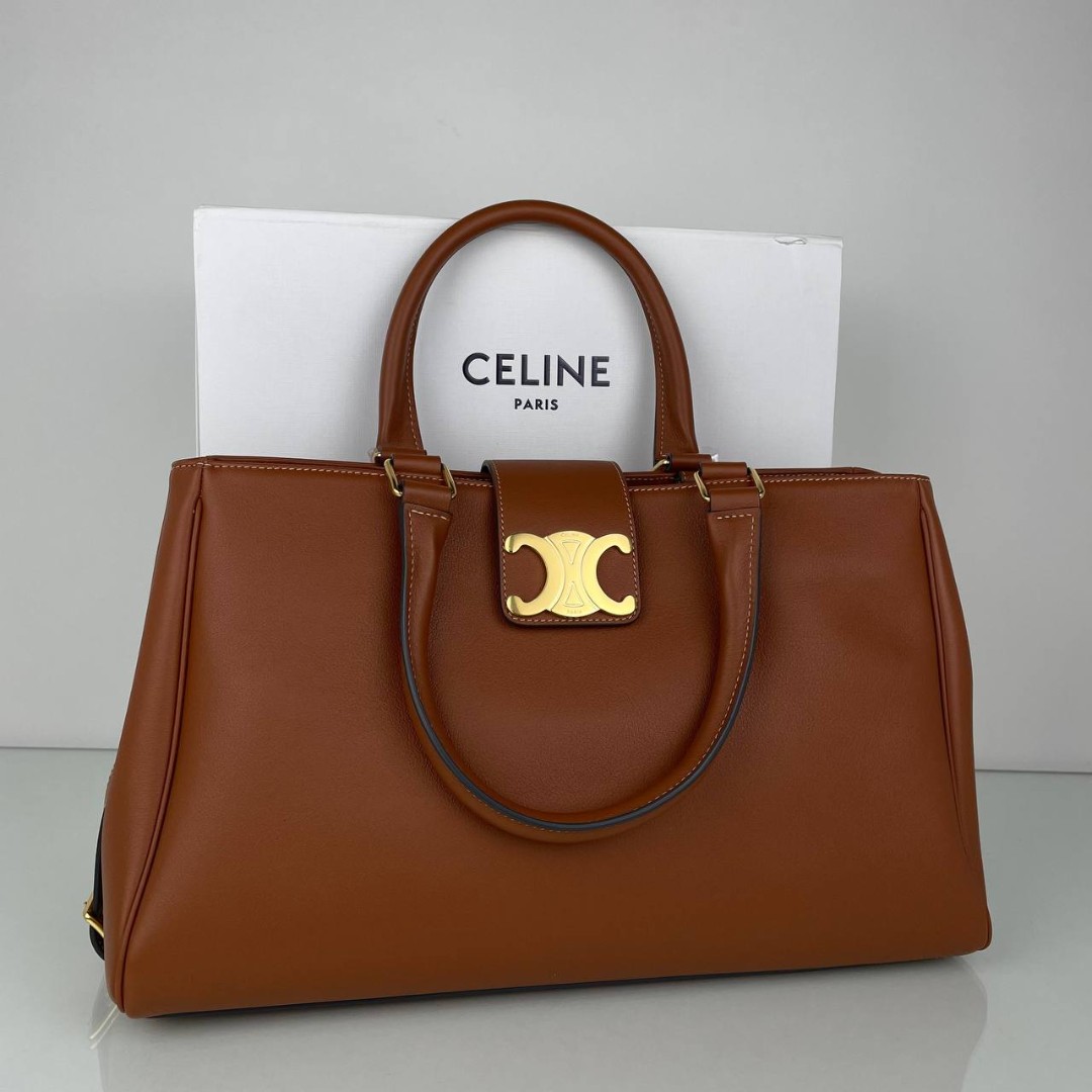 Женская кожаная сумка Celine Appoline коричневая
