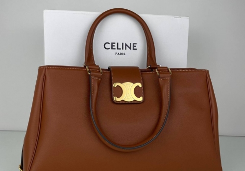 Женская кожаная сумка Celine Appoline коричневая