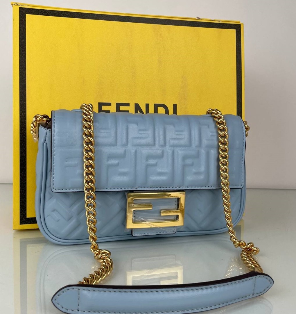Женская сумка Fendi Baguette Small голубая