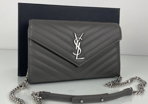 Кожаная серая сумка Saint Laurent Uptown