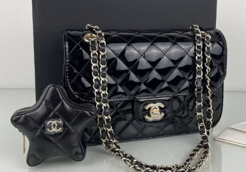 Кожаная черная сумочка Chanel Star Coin Purse 24 см