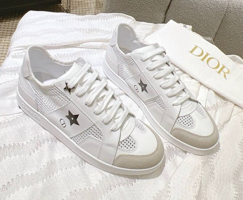 Женские белые кожаные кеды Christian Dior