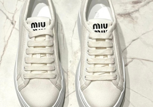 Женские белые кеды из текстиля Miu Miu