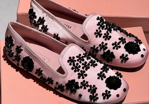 Розовые лоферы из текстиля Miu Miu