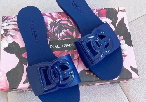 Женские резиновые шлепки Dolce & Gabbana синие