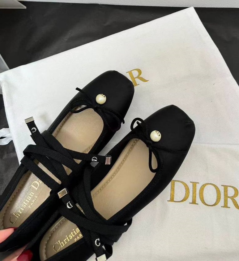 Черные женские балетки Christian Dior