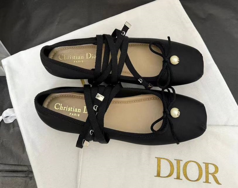 Черные женские балетки Christian Dior