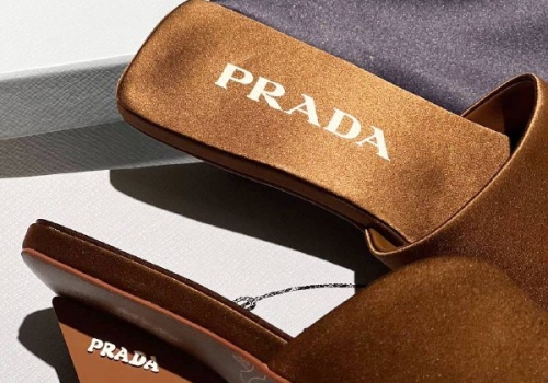 Коричневые босоножки из сатина Prada