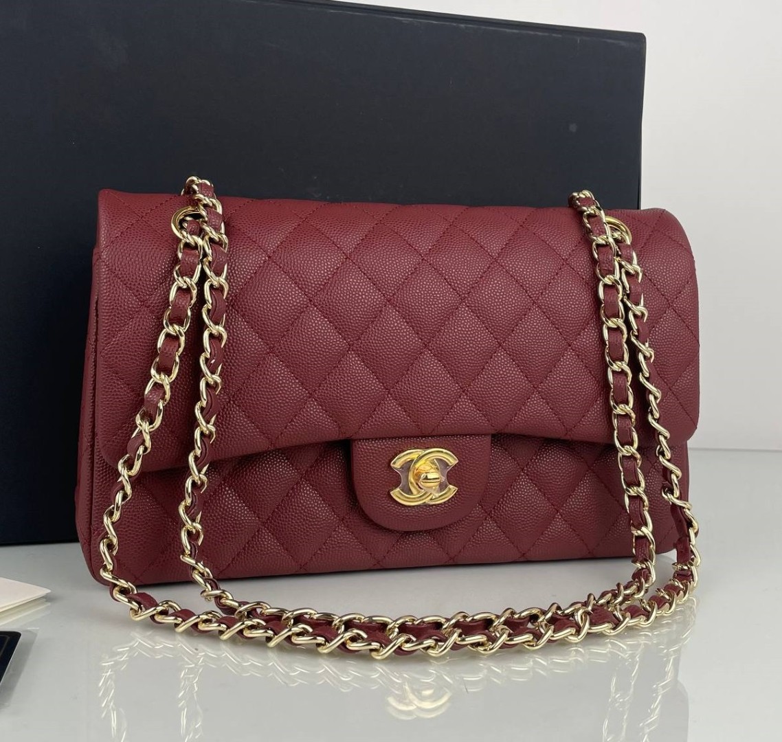 Кожаная бордовая сумка Chanel 11.12 Medium Classic Flap Bag