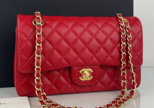 Кожаная сумка Chanel 11.12 Medium Classic Flap Bag красная