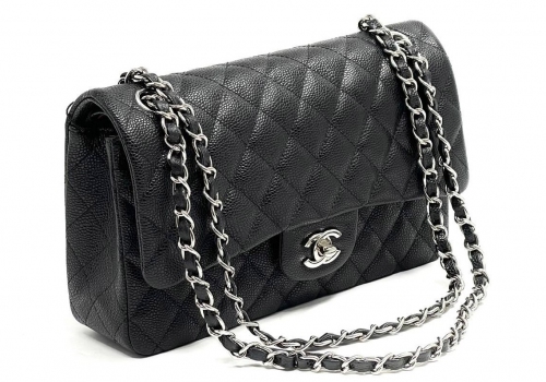 Кожаная сумка Chanel 11.12 черная Medium Classic Flap Bag