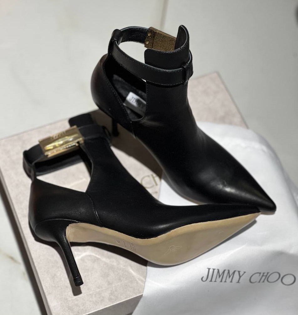 Женские кожаные ботильоны Jimmy Choo черные