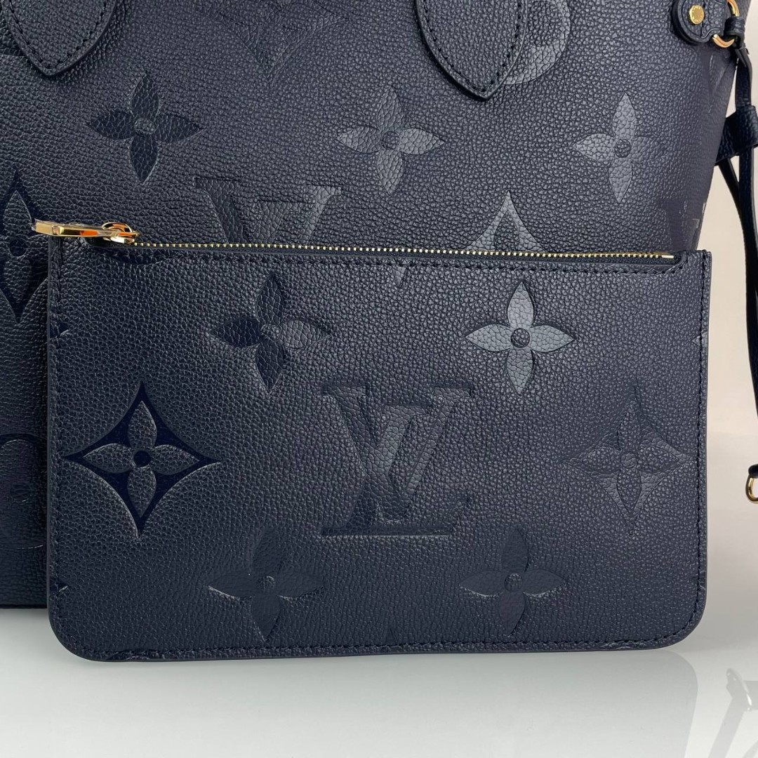 Женская сумка Louis Vuitton NeverFull MM кожаная черная