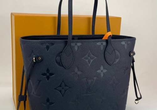 Женская сумка Louis Vuitton NeverFull MM кожаная черная