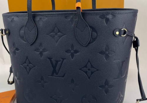 Женская сумка Louis Vuitton NeverFull MM кожаная черная