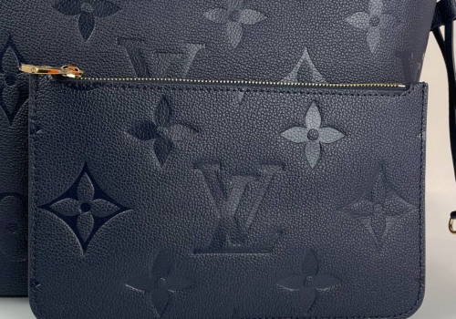 Женская сумка Louis Vuitton NeverFull MM кожаная черная