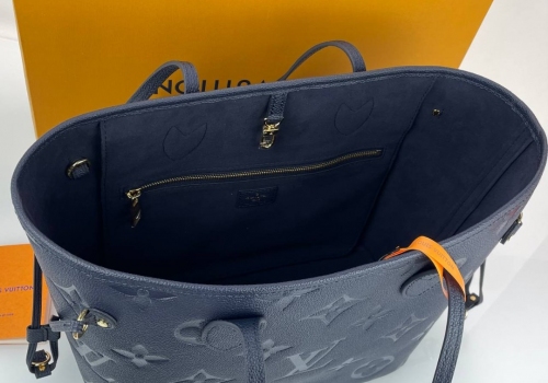 Женская сумка Louis Vuitton NeverFull MM кожаная черная