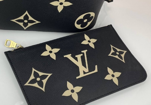 Женская сумка Louis Vuitton NeverFull MM черная кожаная