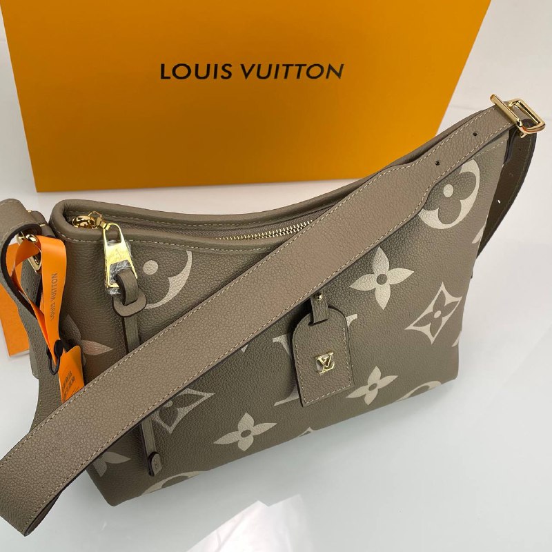 Женская кожаная сумка Louis Vuitton Carry All PM серая