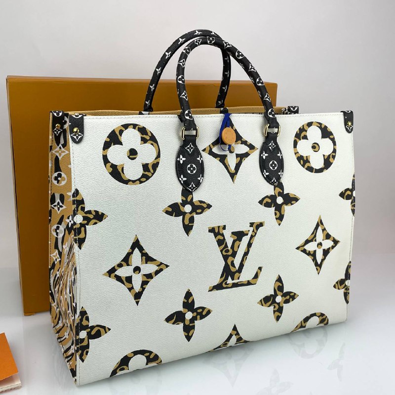 Женская сумка Louis Vuitton Onthego GM белая с желтым