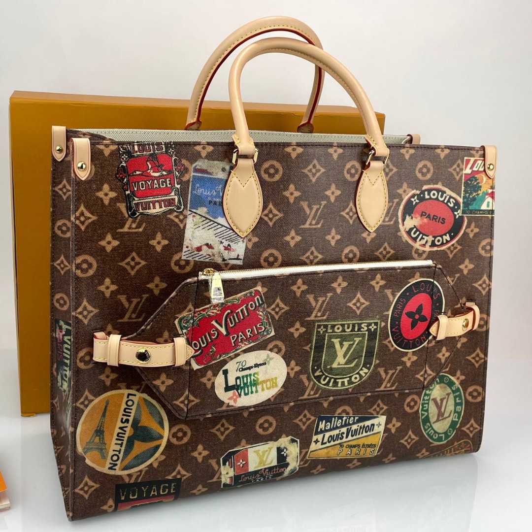 Женская сумка Louis Vuitton Onthego GM коричневая канва