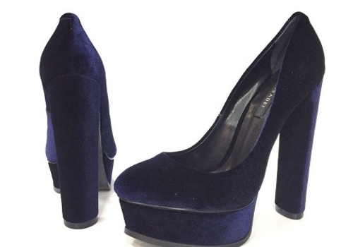 Женские замшевые туфли на платформе и высоком каблуке Casadei темно синие