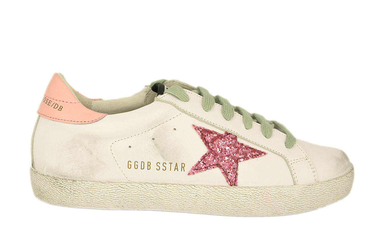 Кеды Golden Goose Deluxe Brand белые с розовым