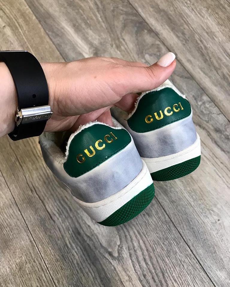 Женские кожаные кроссовки Gucci Screener