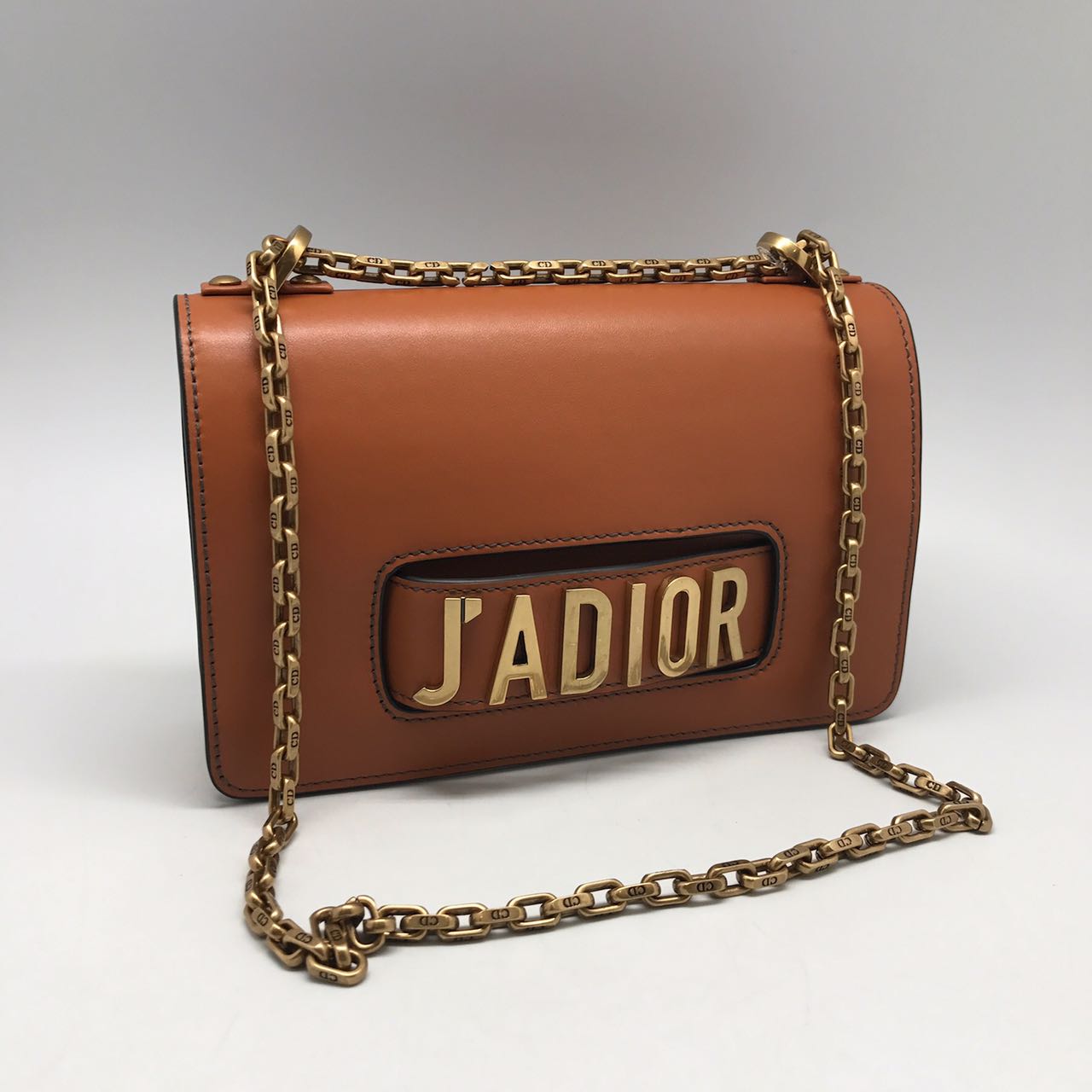 Женская сумка Christian Dior JaDior коричневая с цепочкой