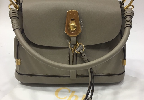 Женская брендовая кожаная сумка Chloe темно-серая