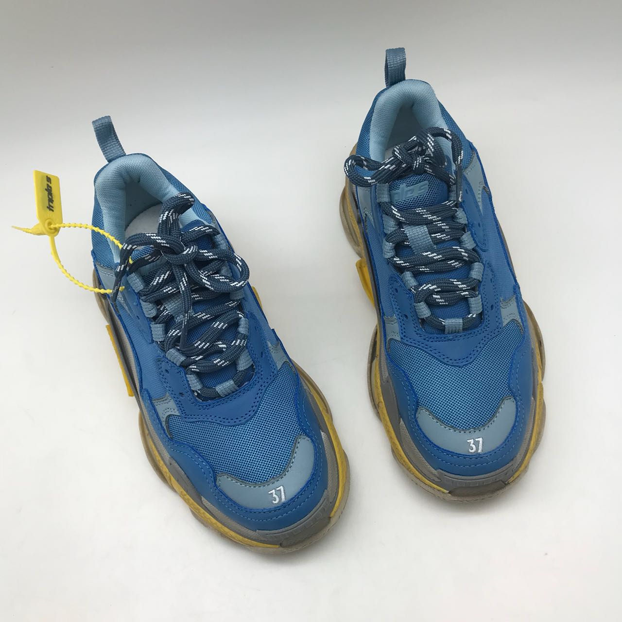 Женские кожаные кроссовки Balenciaga Triple S синие