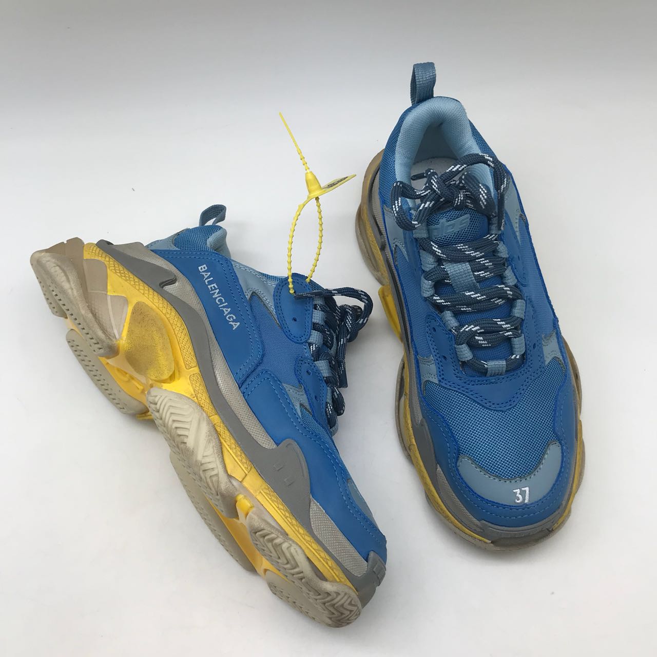 Женские кожаные кроссовки Balenciaga Triple S синие