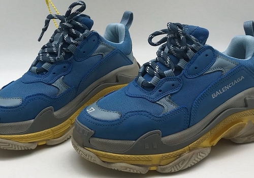 Женские кожаные кроссовки Balenciaga Triple S синие