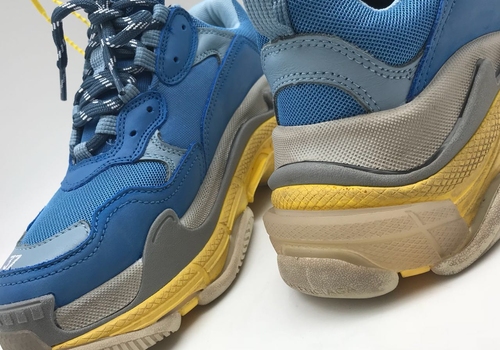 Женские кожаные кроссовки Balenciaga Triple S синие