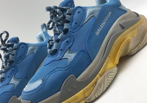 Женские кожаные кроссовки Balenciaga Triple S синие