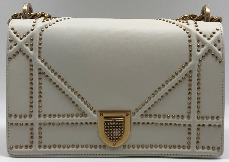 Женская сумка Christian Dior Dioramma белая с цепочкой