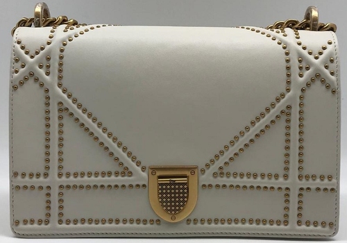 Женская сумка Christian Dior Dioramma белая с цепочкой
