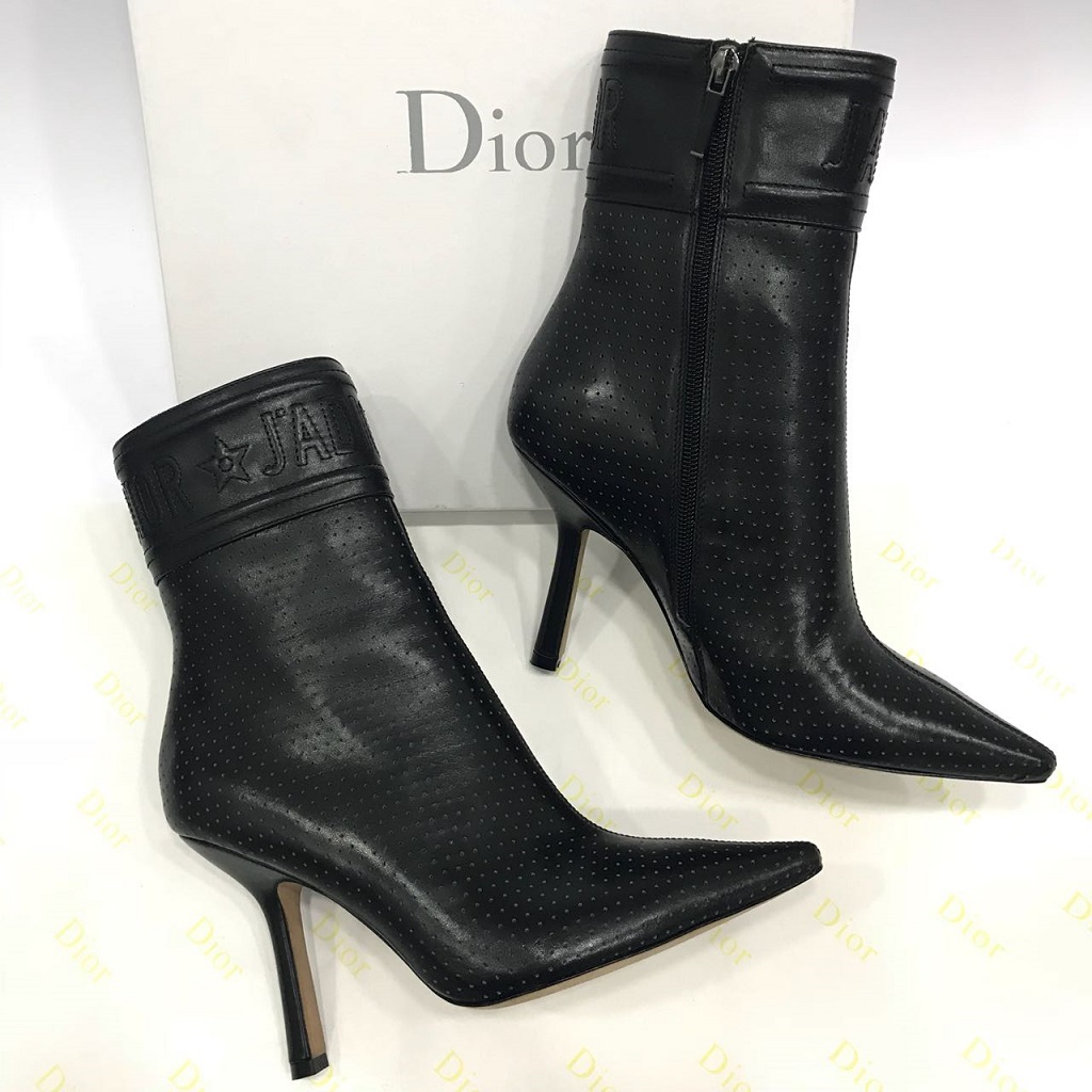 Женские кожаные ботильоны Christian Dior черные