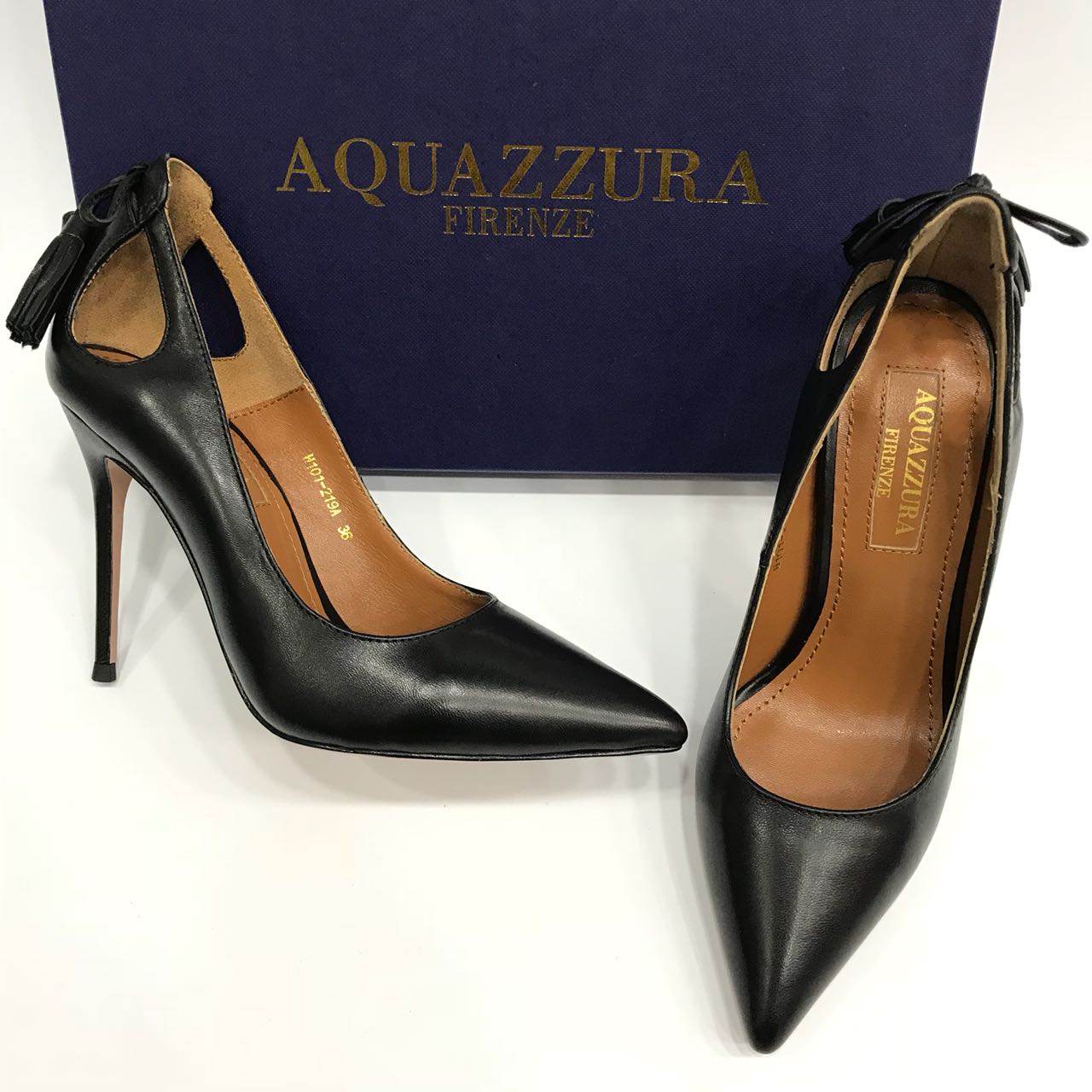 Женские кожаные туфли Aquazzura Firenze черные