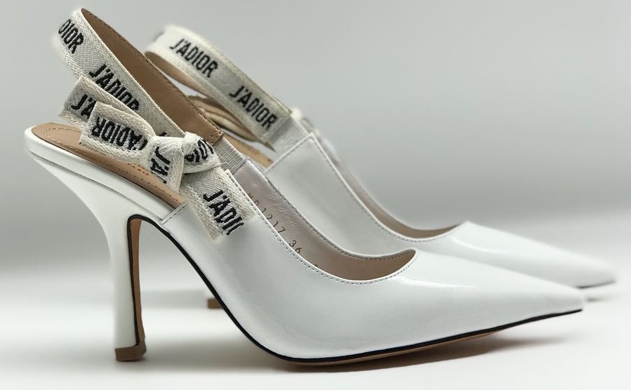 Женские туфли Christian Dior белые с открытой пяткой