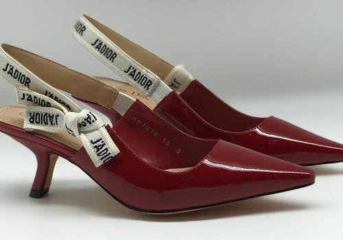 Женские туфли Christian Dior бордовые с открытой пяткой